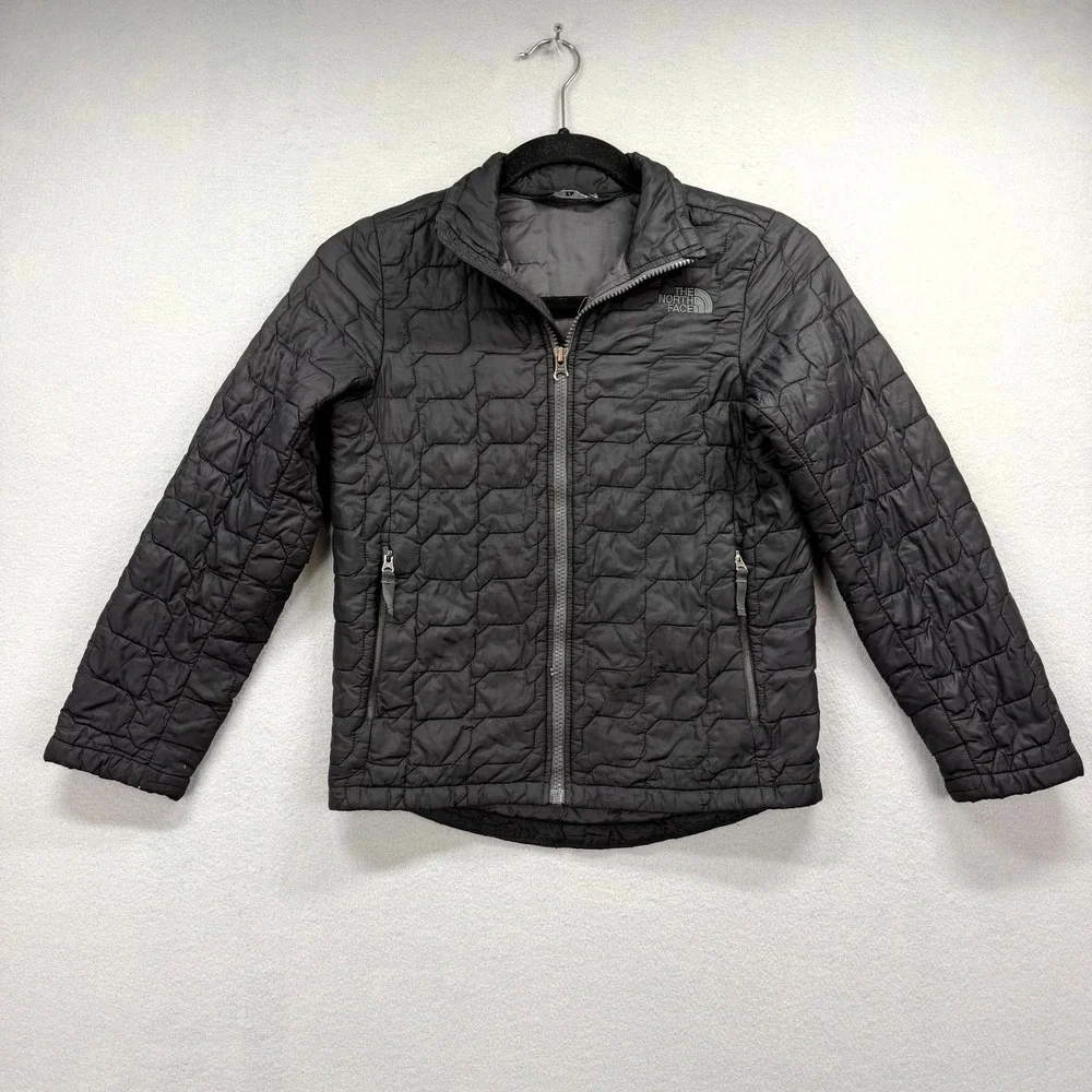 The North Face Thermoball Down Puffer Jacket Boys Small Black Lightweight Zip Up